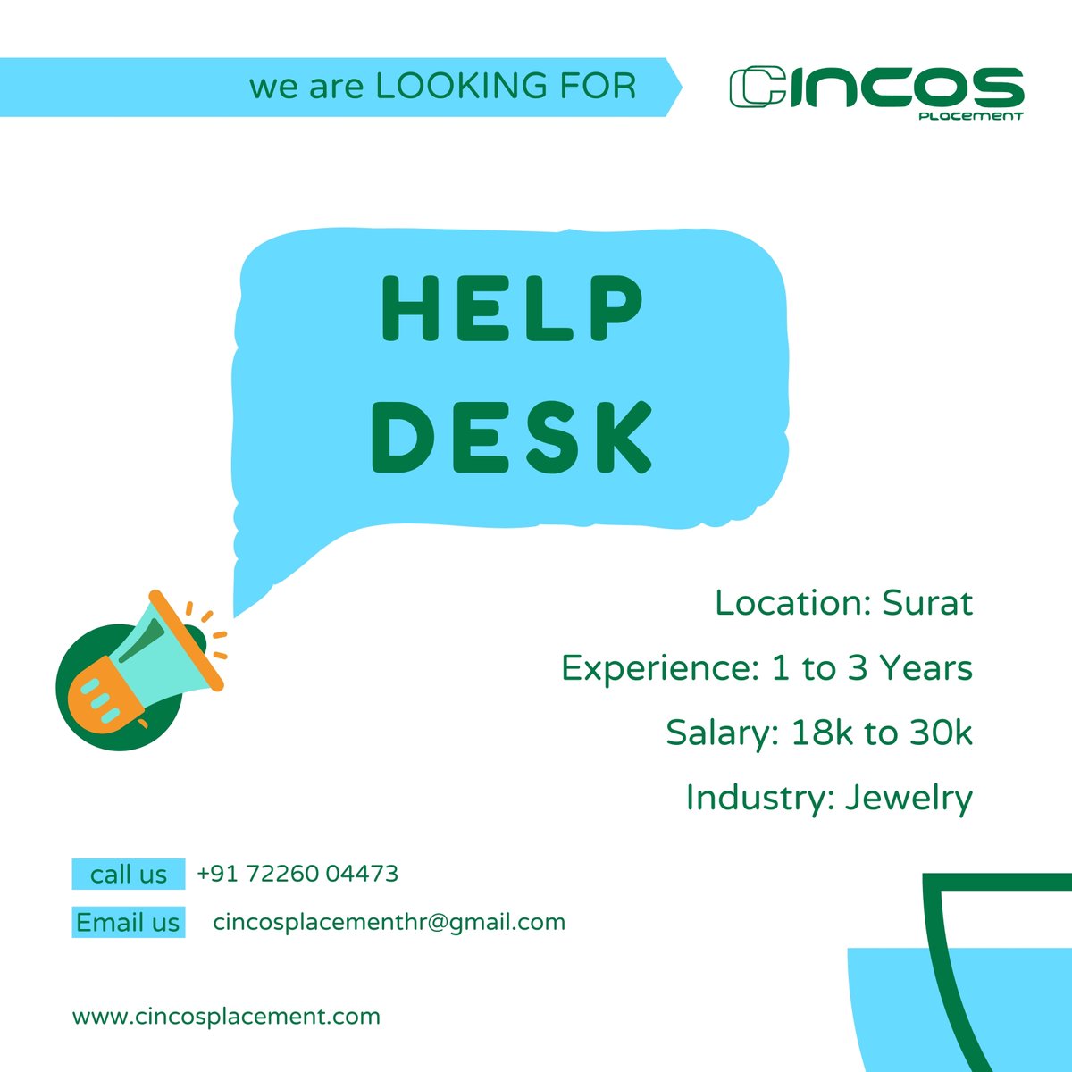 cincosplacement's tweet image. Join our Help Desk team with Best Staffing Services in Surat. Your support makes a difference!

Contact Us
Phone : +91 7226004473

#HelpDesk #SuratJobs #SupportHero #FindAJob #BestJobPlacementConsultancyInSurat #TopJobConsultancyInSurat