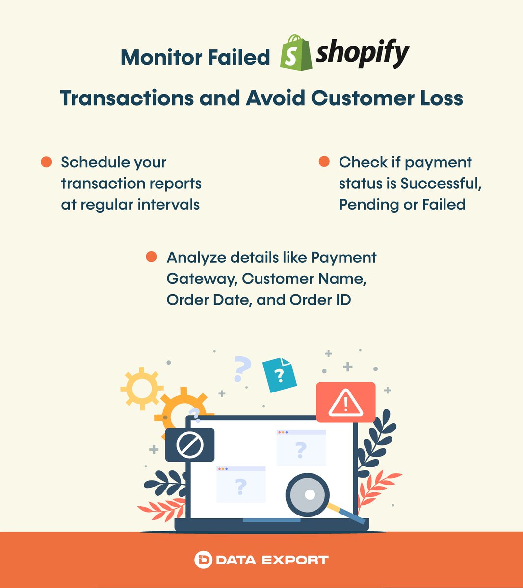 DataExportio's tweet photo. Monitor Failed Transaction and Avoid Customer Loss from your @Shopify store.

#ecommercewebsite #EcommerceTips #Shopify https://t.co/A7eU9AFQFU