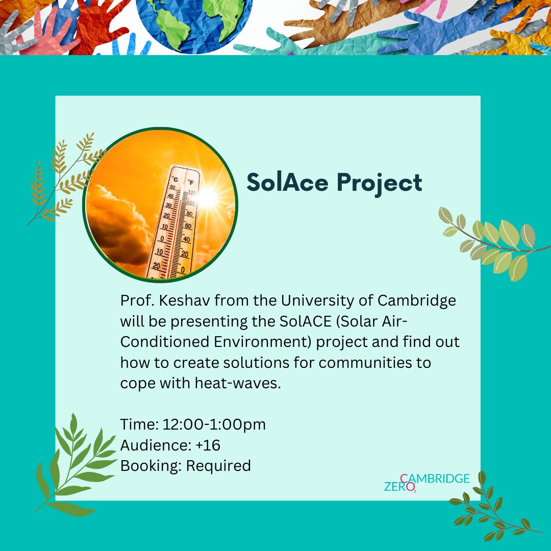 12 DAYS TO GO! 

How do we tackle heat-waves within cities? Join Prof. Keshav <a href="/FitzwilliamColl/">Fitzwilliam College</a> <a href="/Cambridge_CL/">Cambridge Computer Science</a> &amp; learn about his new project SolACE (Solar Air-Conditioned Environment). 

👉 Book your FREE ticket here: bit.ly/3SpPNwX

#CZCommunityDay <a href="/Cambridge_Uni/">Cambridge University</a> <a href="/RMetS/">Royal Meteorological Society</a>