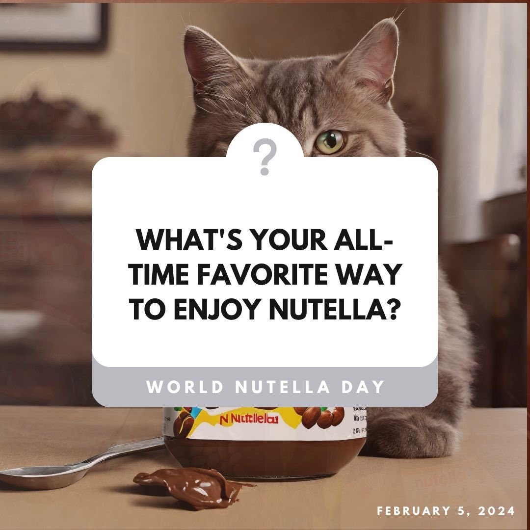 CatLadyJustin's tweet photo. Happy #WorldNutellaDay! Indulge in your favorite hazelnut spread today, but remember to keep it away from your feline friends. What's your go-to way to enjoy Nutella? Share with us! 🍫🌰 #NutellaLove #Chocoholic #SweetTreat #NutellaAddict #TreatYourself #NutellaLoversUnite #GuiltFreelndulgence #HeavenlyHazelnut #SpoonfulOfHappiness #NutellaMagic #Joyfuljars
@nutelladay @NutellaUSA @NutellaGlobal