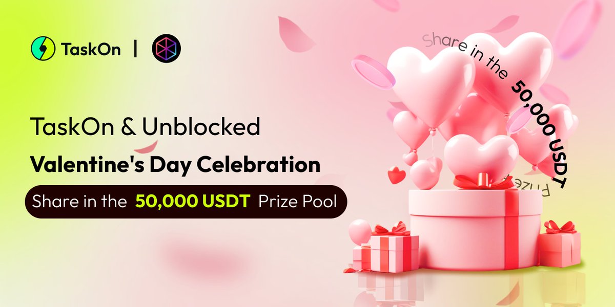 taskonxyz's tweet photo. 💘 MONTH OF LOVE #GIVEAWAY!

💸  @onunblocked is joining #TaskOn #ValentinesDay Epic for a big giveaway of $50,000 to make your day extra special! ⬇️Act Now
https://t.co/Hbk8WN7A1Z

💗Cupid might just pick you as a winner! 💎Claim more points to unlock the epic rewards! https://t.co/GaclZ5A7k7