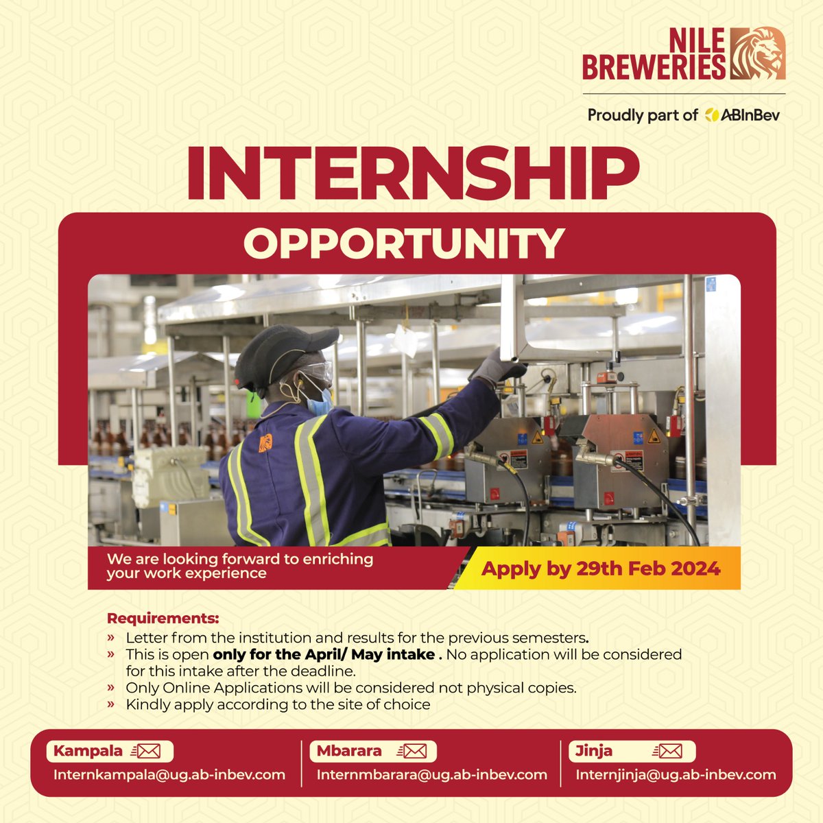 NBLUganda's tweet photo. Our Internship program is back! This is your chance to get hands-on experience in a dynamic and innovative industry. Learn from the best, gain valuable skills and launch your career with us! Apply by 29th Feb 2024. https://t.co/WX65vjBHPq