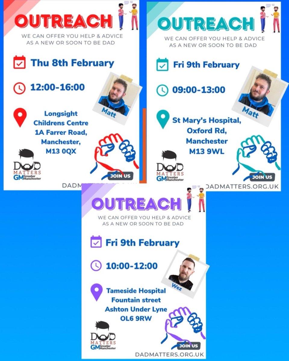 DadmattersGM's tweet image. Here is What’s on at dad matters Greater Manchester this week.

#newdad #newdaddy #newdaddyproblems #newdadlife #soontobedad #soontobedaddy
#dadsmentalhealth #dadmattersgm #dadmattersuk @dadmattersuk