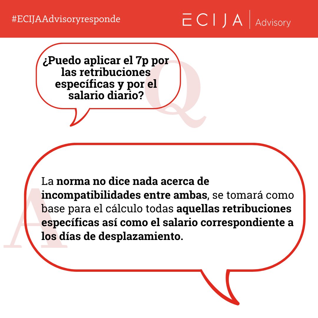 Hoy tratamos consultas relacionadas con la exención del 7p en nuestra sección de #ECIJAAdvisoryresponde

➡️ Relativo a los trabajos realizados en el extranjero, 
➡️ Respecto al cómputo de la excención y el régimen de excesos

#ECIJAAdvisory #residenciafiscal #retenciones