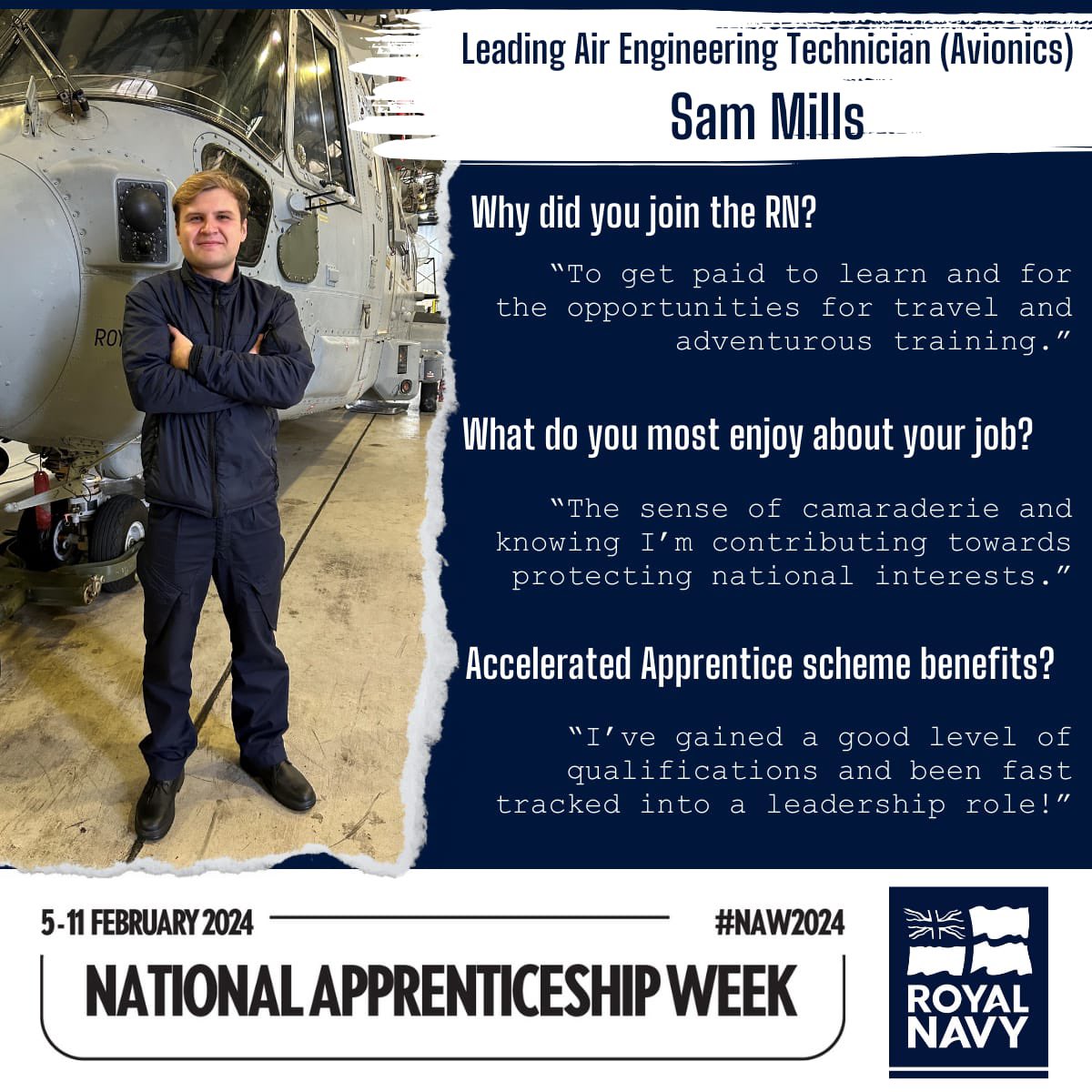 Today marks the start of National Apprentice Week So many great examples in the @RoyalNavy such as this from LAET Sam Mills. #NAW2024 #skillsforlife