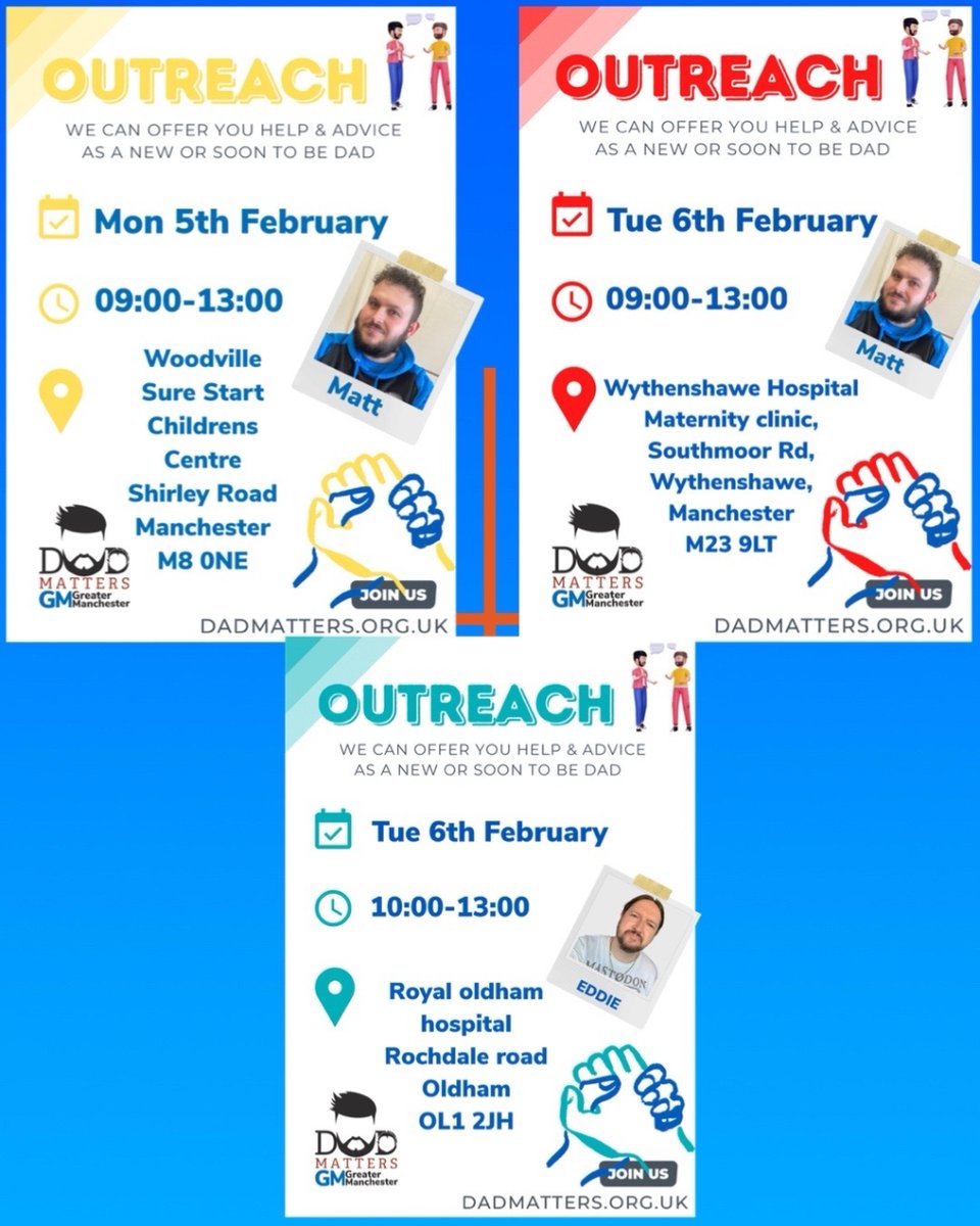 DadmattersGM's tweet image. Here is What’s on at dad matters Greater Manchester this week.

#newdad #newdaddy #newdaddyproblems #newdadlife #soontobedad #soontobedaddy
#dadsmentalhealth #dadmattersgm #dadmattersuk @dadmattersuk