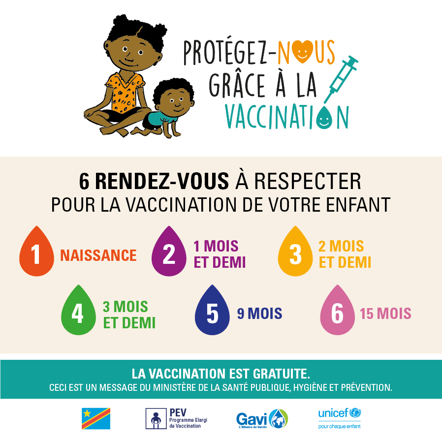 UNICEFDRC's tweet photo. On commence la semaine par un rappel : les vaccins de routine aident les enfants à grandir en bonne santé 💙 https://t.co/krvVo7oNBY