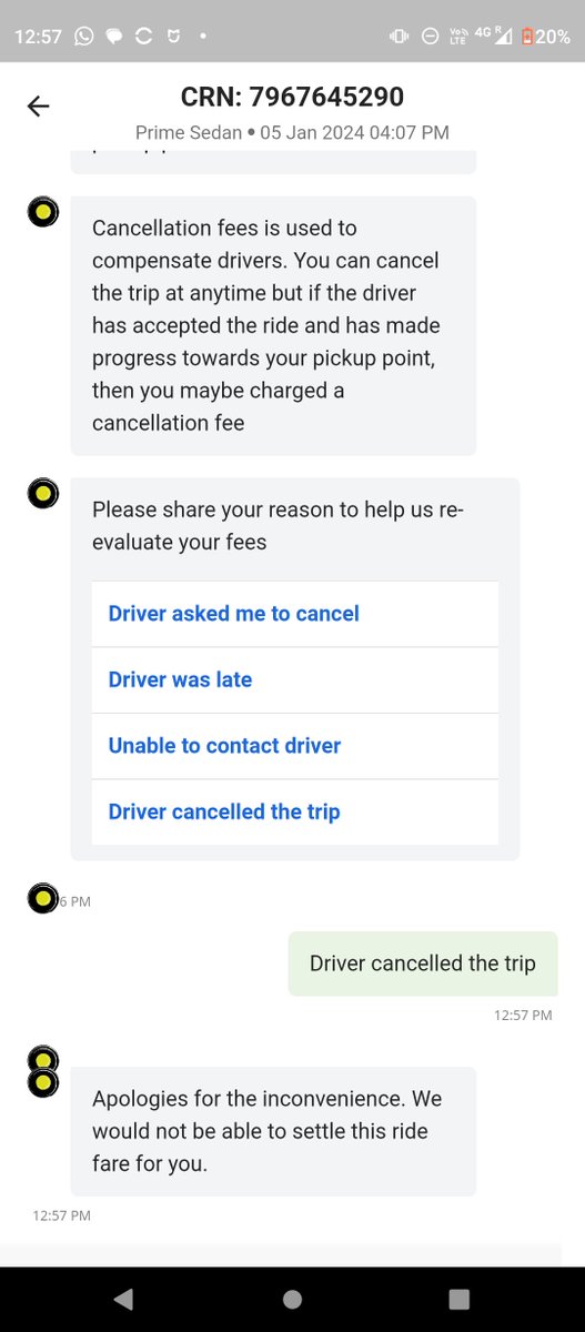 DoraPpb's tweet photo. @Olacabs Incorrectly charging  fees for a driver cancelled trip after a month has passed by . No resolution in your help for incorrectly charged fees. Please resolve https://t.co/NC0jeYqtiq