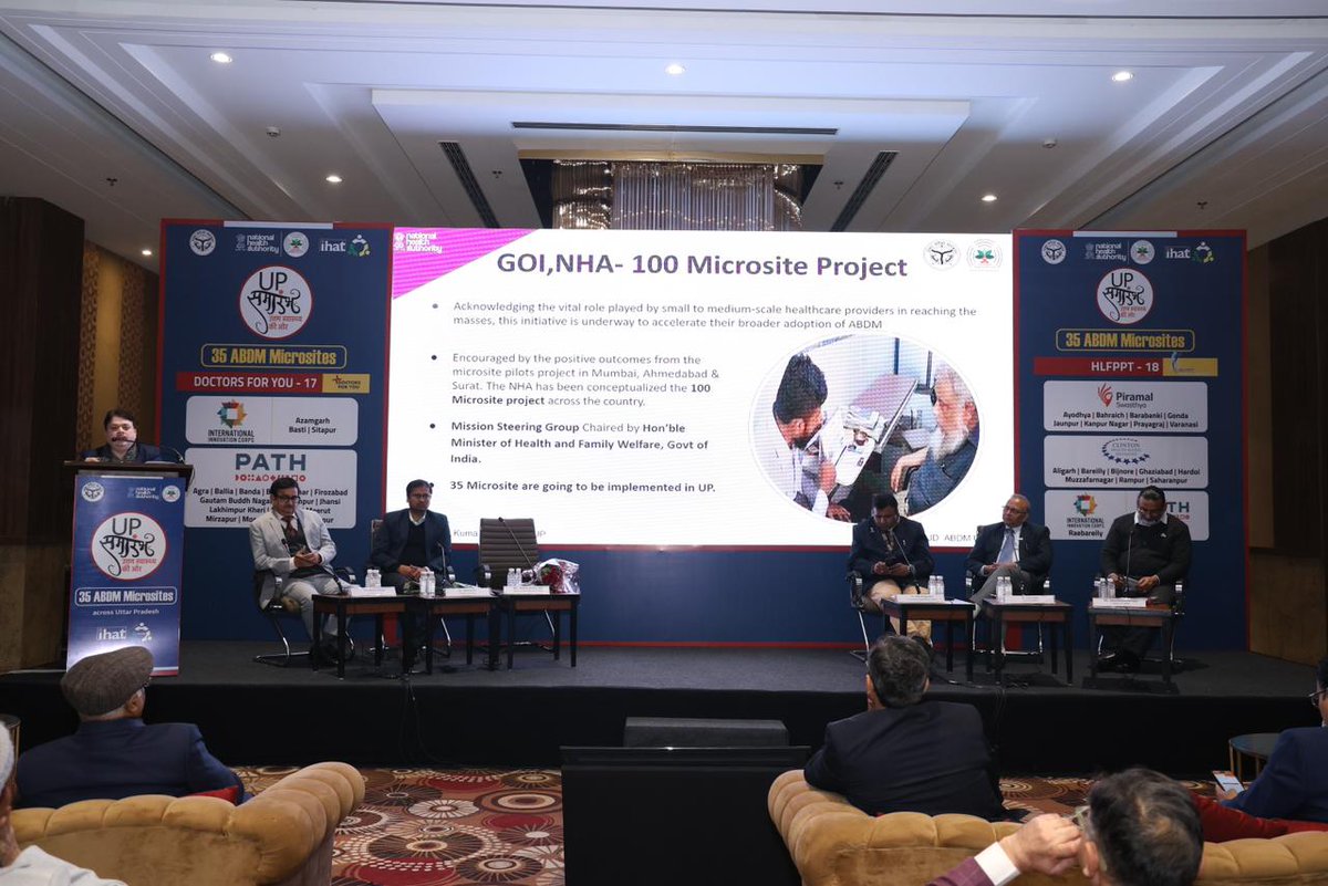 AyushmanNHA's tweet photo. 35 #ABDM_microsites launched in an event in Mathura, UP on 2nd Feb 2024.
Chaired by State Mission Director Sh. Ranjan Kumar and Dr. Akshay Jain, JD, NHA, the event brought together visionaries, district officials, dev partners, interfacing agencies & software solution partners. https://t.co/EfnfpEnzX1