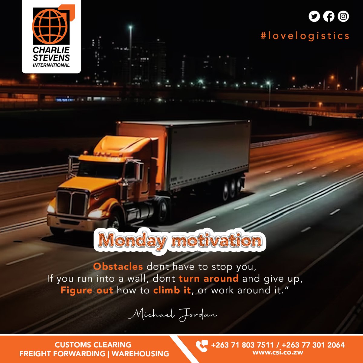 Monday motivation work hard everyday.

#logistics #mondaymotivation #lovelogistics