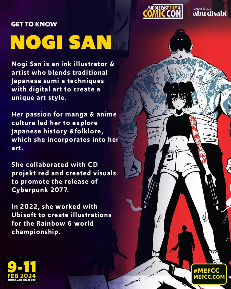 Meet Nogi San, an ink illustrator who skillfully combines traditional Japanese sumi-e techniques with modern styles. Her unique work, deeply rooted in manga and anime culture, weaves through the rich tapestry of Japanese history and folklore.