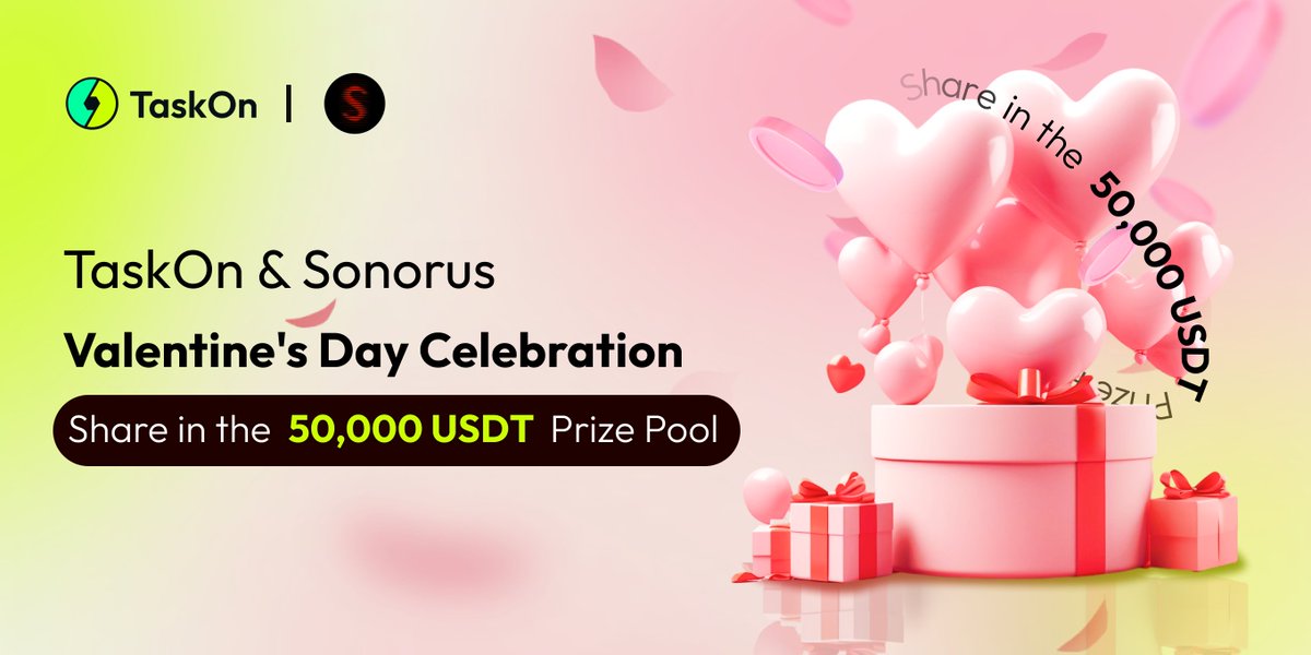 💘 MONTH OF LOVE #GIVEAWAY!

💸 <a href="/SonorusOfficial/">Sonorus</a> is joining #TaskOn #ValentinesDay Epic for a big giveaway of $50,000 to make your day extra special! ⬇️Act Now
rewards.taskon.xyz/campaign/detai…

💗Cupid might just pick you as a winner! 💎Claim more points to unlock the epic rewards!