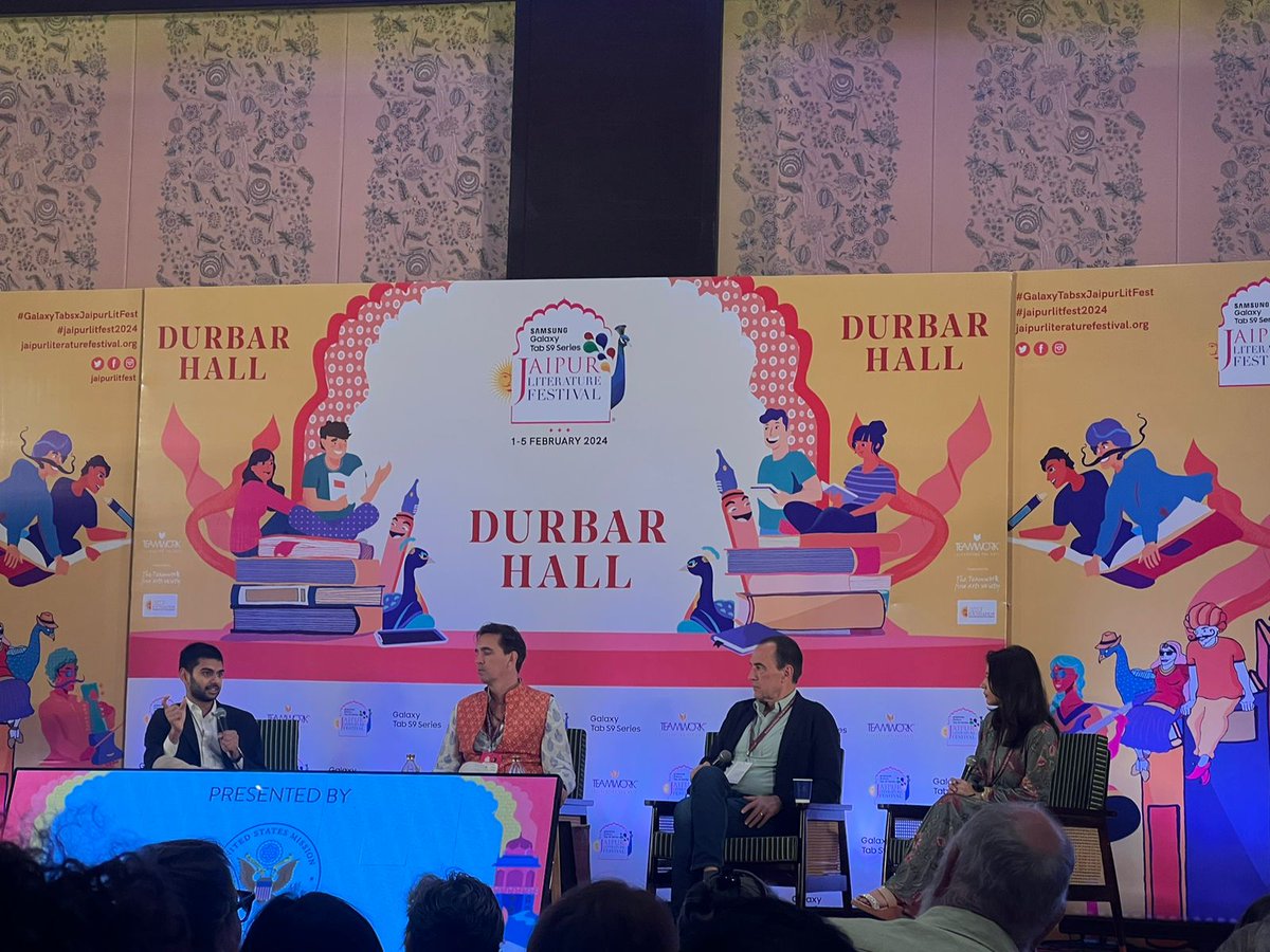 .@peterfrankopan was in conversation with @siddshrikanth, @jeffgoodell, and @GargiRawat to talk on 'Scorched Earth: Lessons from Nature ' at @JaipurLitFest .