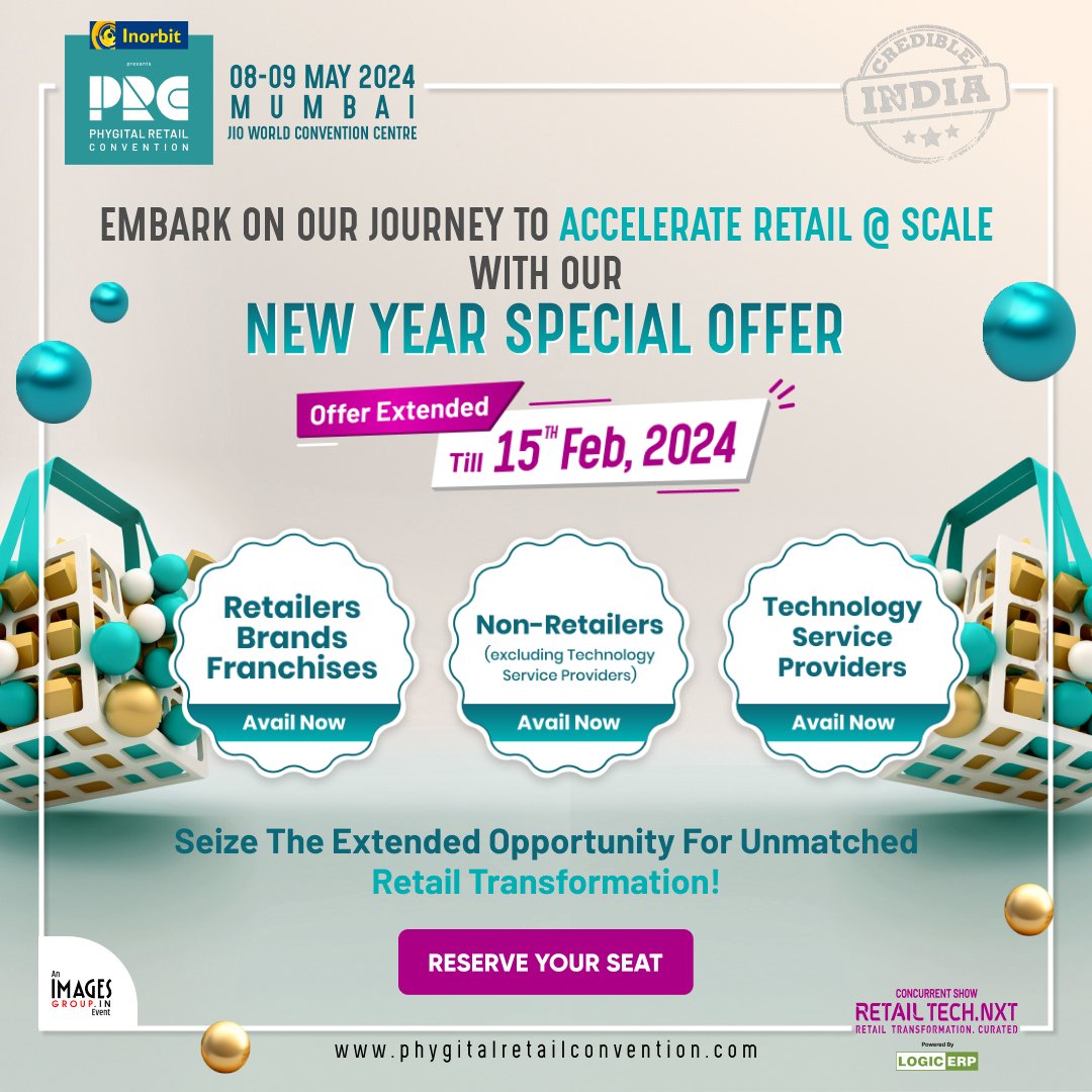 Dive into the future of retail and secure your spot at PRC now! 🛍️✨

👉 𝐎𝐟𝐟𝐞𝐫 𝐞𝐱𝐭𝐞𝐧𝐝𝐞𝐝 𝐭𝐢𝐥𝐥 𝟏𝟓𝐭𝐡 𝐅𝐞𝐛 

🔗𝐄𝐱𝐩𝐥𝐨𝐫𝐞 𝐎𝐮𝐫 𝐞𝐱𝐜𝐥𝐮𝐬𝐢𝐯𝐞 𝐍𝐞𝐰 𝐘𝐞𝐚𝐫 𝐎𝐟𝐟𝐞𝐫𝐬 &amp; 𝐑𝐞𝐠𝐢𝐬𝐭𝐞𝐫 𝐍𝐨𝐰 phygitalretailconvention.com/book-your-tick…