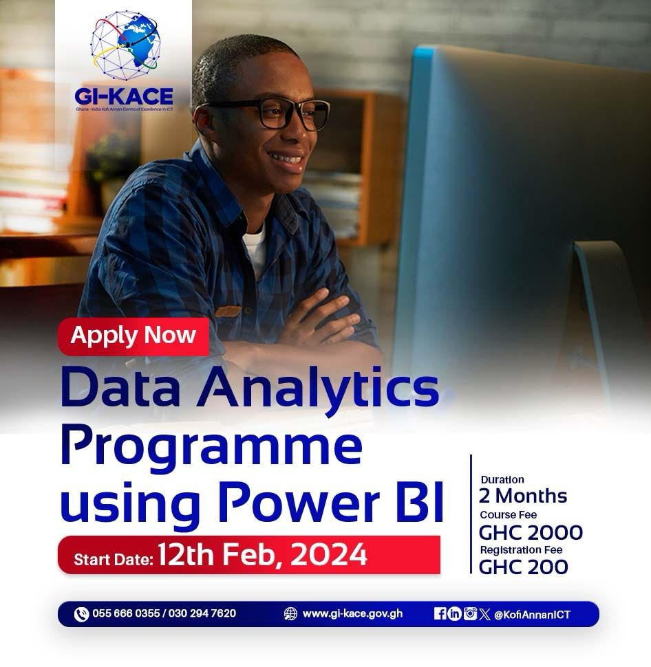 KofiAnnanICT's tweet photo. The certificate in Data Analytics in Power BI course is aimed at individuals who wish to develop their understanding of how to analyze raw data to make conclusions about information using real practical examples.

So call us on 0550666355 to achieve this milestone. 
#GIKACE https://t.co/SBMiwvpvvh