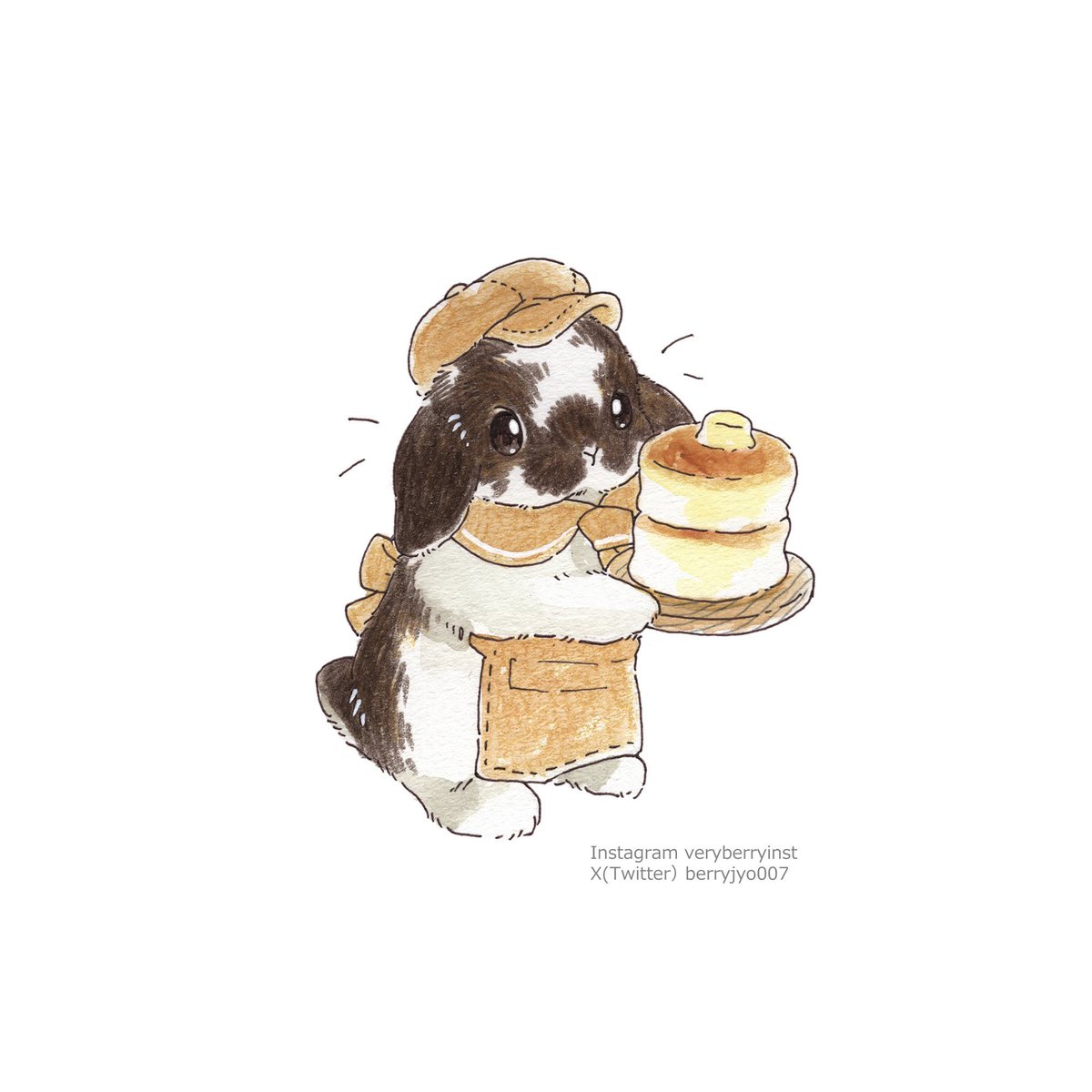 no humans hat food holding white background apron pancake  illustration images