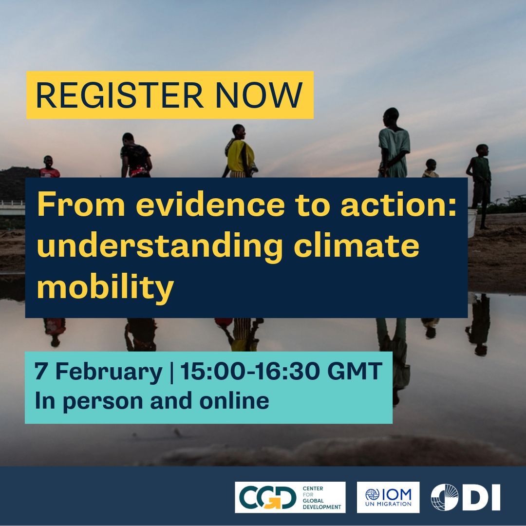 ODI Global | odi-global.bsky.social (@odi_global) on Twitter photo Climate change causes more new displacements annually than conflict. It's vital to understand its relationship with human mobility.
Join our event this week w/ <a href="/CGDev/">Center for Global Development</a> & <a href="/UNmigration/">IOM - UN Migration 🇺🇳</a> to hear about new research areas & how to shift from evidence to action: buff.ly/3OsDuyL Climate change causes more new displacements annually than conflict. It's vital to understand its relationship with human mobility.
Join our event this week w/ <a href="/CGDev/">Center for Global Development</a> & <a href="/UNmigration/">IOM - UN Migration 🇺🇳</a> to hear about new research areas & how to shift from evidence to action: buff.ly/3OsDuyL