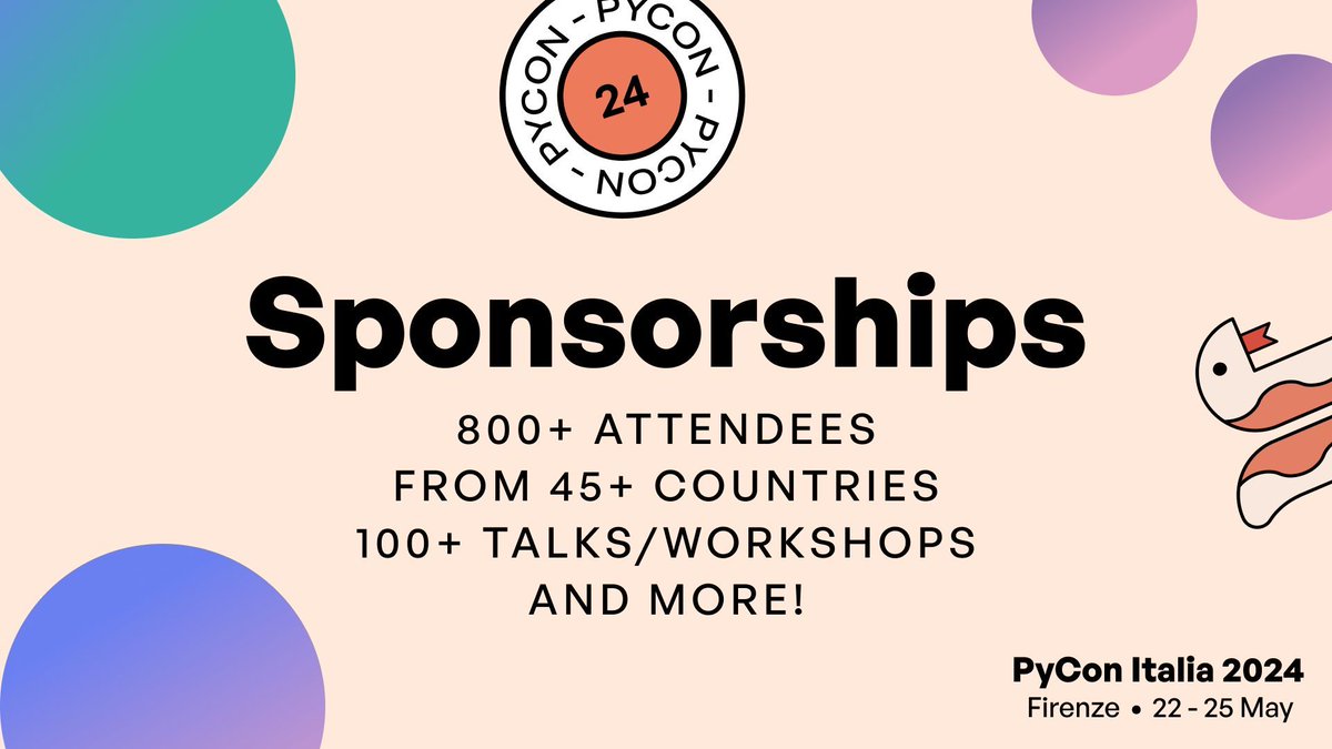 Be a pivotal part of Python's growth - sponsor PyCon Italia!
Our event unites 800+ experts from 45 countries to shape the future of technology!

Gain global visibility and connect with top tech leaders. Explore sponsorship benefits at buff.ly/46L4LTi

#PyConIT2024
