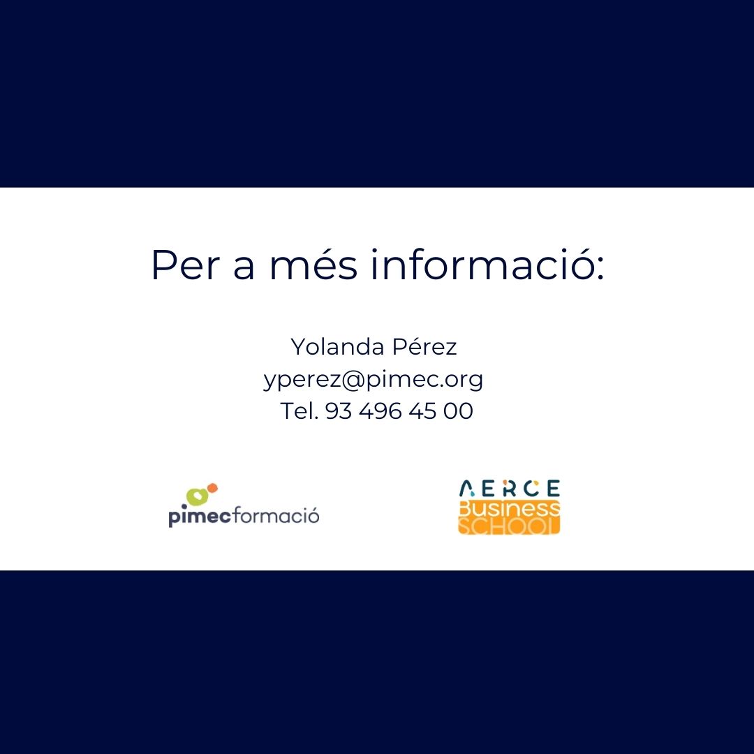 PimecFormacio's tweet image. Places disponibles al Programa Superior de #Compres per a #Pimes creat juntament amb @AERCE 

Aprèn les eines i solucions de les grans companyies, adaptades a la nostra realitat.

◼️ 29/04 - 19/09/2024
◼️ Modalitat mixta: PIMEC Barcelona / Aula Virtual

👉 bit.ly/48Y29n6