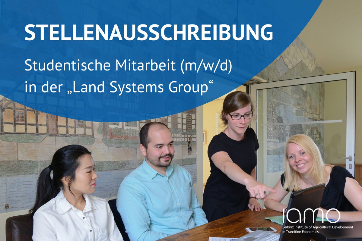 Jetzt bewerben: Studentische Mitarbeit (m/w/d) in der Forschungsgruppe „Land Systems Group“ iamo.de/karriere/stell… (Bewerbungsfrist: 1. März 2024)

#Job #Hiwi #Landwirtschaft #Forschung #Wissenschaft #Agrarwissenschaften #Wirtschaftswissenschaften #Geografie
