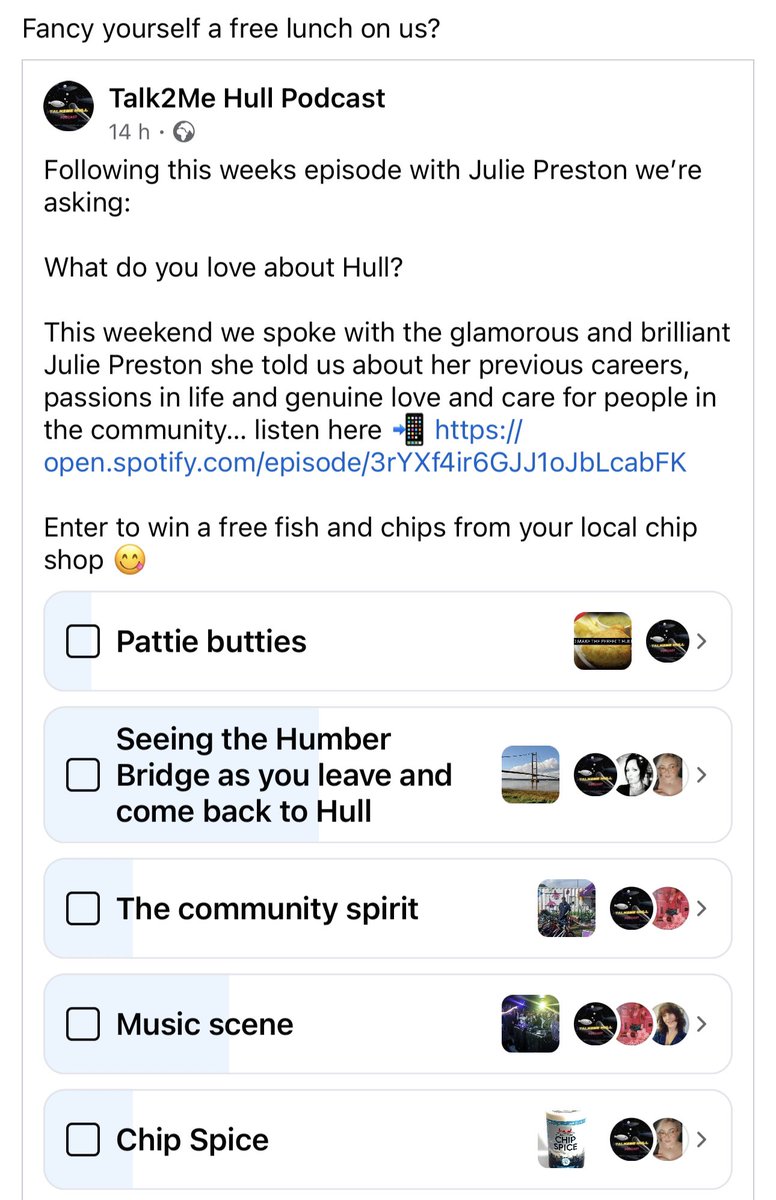 It’s all about Hull this morning … enter on Facebook just for fun and get yourself a chippy dinner for free on us @talk2mehull  #podcast #podcasters #talkshow #loveyourcity #loveyourcommunity #Hull