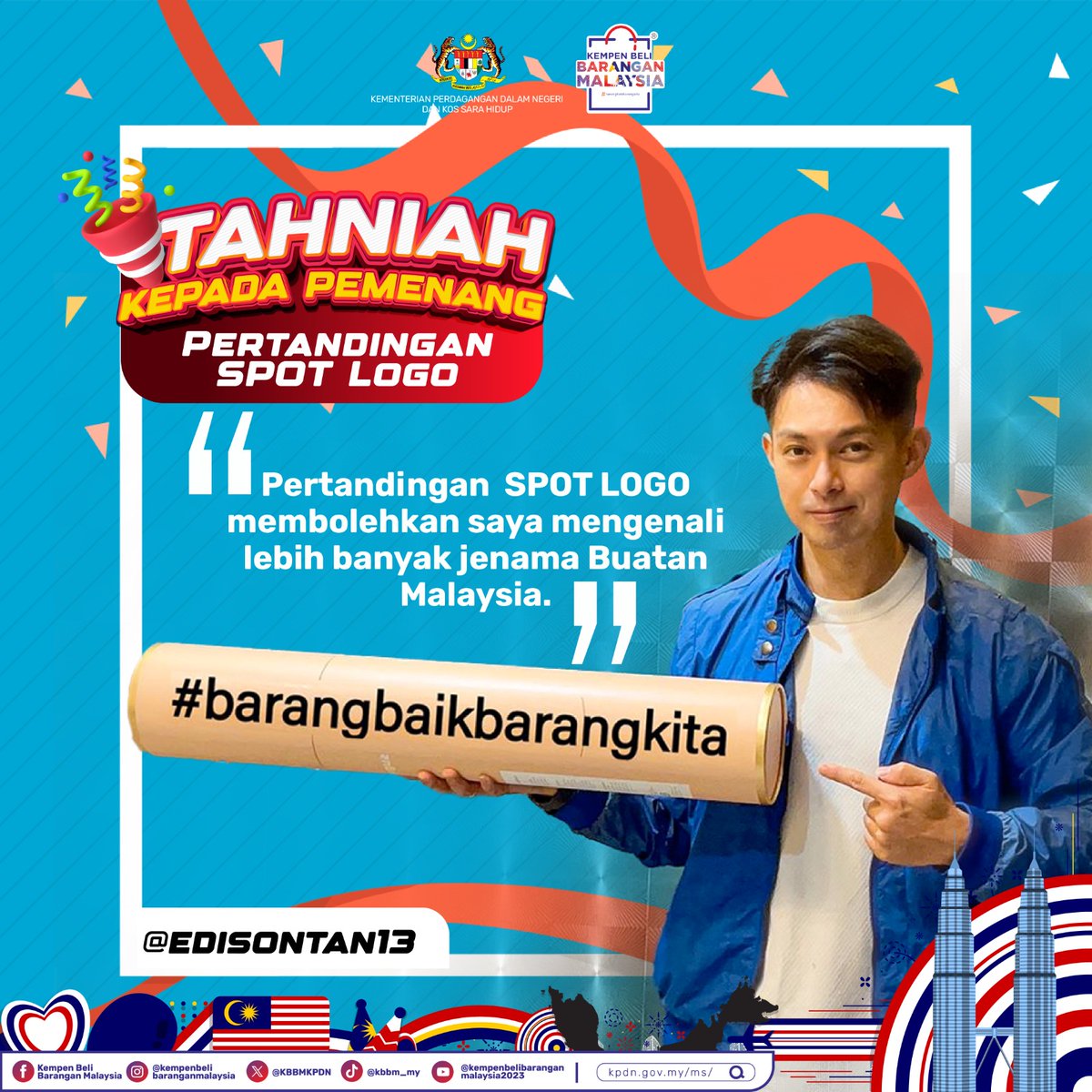 KBBMKPDN's tweet photo. Pertandingan yang dianjurkan ini adalah inisiatif dari Kempen Beli Barangan Malaysia untuk menyemarakkan lagi rasa mengutamakan produk tempatan dalam pembelian di kalangan warga Malaysia.

Jom Sokong dan Beli Produk Tempatan
Barang baik, barang kita!

#kempenbelibaranganmalaysia https://t.co/ru5NN42ofc