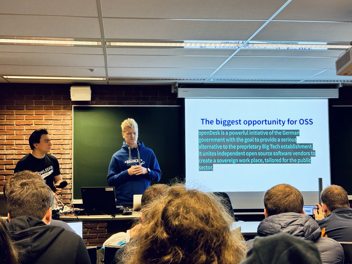 Amazing times at #FOSDEM! 🚀Our team had a blast being part of it, connecting with friends and new faces in the #OpenSource community. Shoutout to @XWiki and @wielinde for presenting #openDesk - the Sovereign Workplace.
Missed their talk? ▶️ video.fosdem.org/2024/h2213/ #fosdem2024