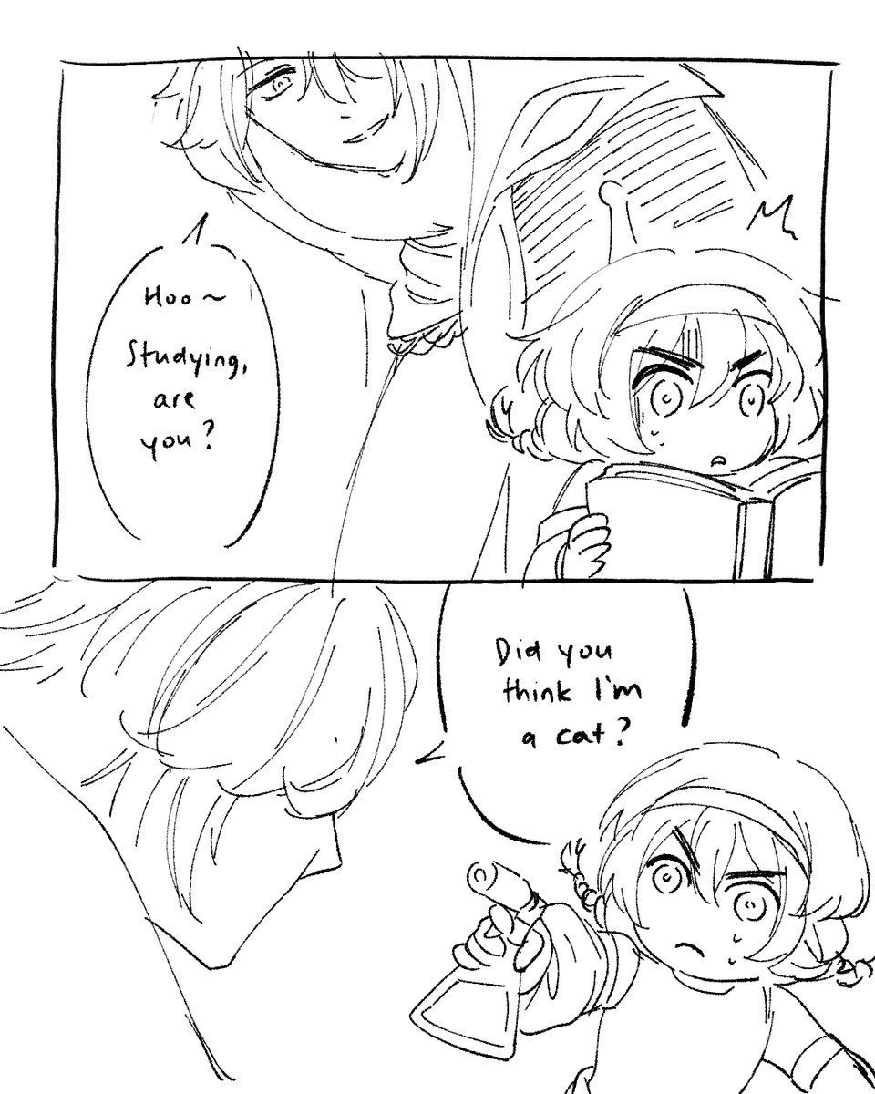 Expansion doodles of @heartslogos ' fic, featuring my oc Suha.

https://t.co/Hpp3mDiUqx

This doodle is for shits and giggles, and Suha didn't actually appear in the fic. Me and hearts just got carried away discussing the fic lmaooo 