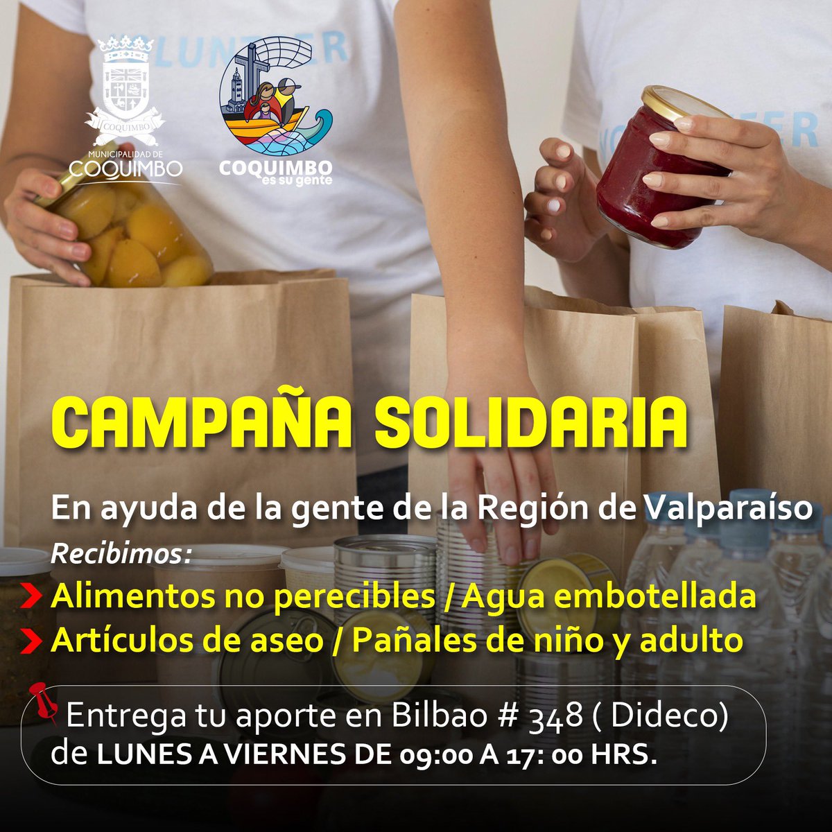 Los municipios de <a href="/munilaserena/">Municipalidad de La Serena</a> y <a href="/municoquimbo/">Municipio de Coquimbo</a> mantienen campañas de solidaridad para colaborar con los damnificados tras los incendios en la V Región. Dejamos la información oficial para quienes deseen colaborar.