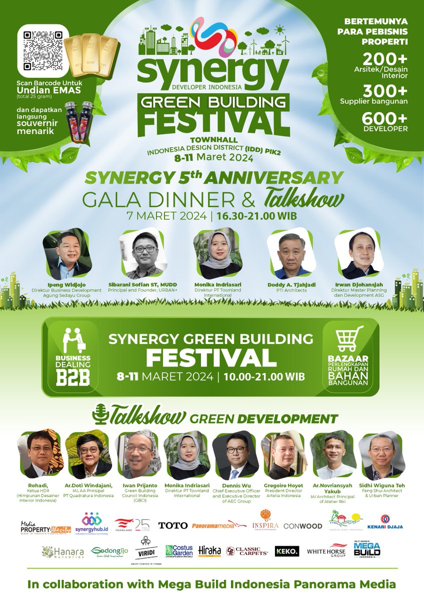 MegaBuildIndo's tweet photo. GOOD NEWS FOR YOU📣📣

Put your reminders on, because this Thursday, Synergy will held festival with "Green Building " theme to celebrate their 5th Anniversary.

Make sure you don't miss this event‼️

#megabuildindo #synergy5thanniversary #greenbuilding #greendevelopment https://t.co/r5QhPIp5dW
