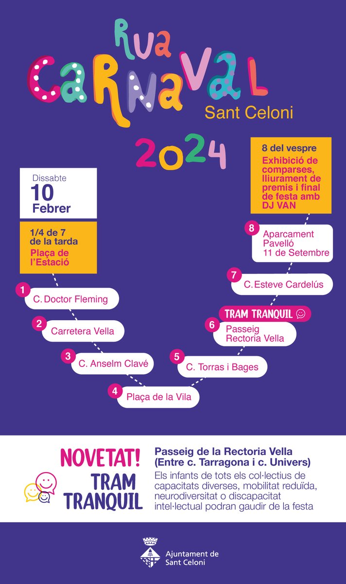 ajsantceloni's tweet photo. 🥳Més de 600 persones i 8 comparses participaran en la rua de Carnaval de Sant Celoni aquest dissabte🤡🦸🏼‍♀️👷‍♀️

@avvsantponc @juntes_stceloni @afa_pallerola @afasolerdevilardell @ampalasallesantceloni @cbstceloni 

📆dissabte 10, rua de Carnaval
📍Sortida plaça Estació
🕙18.30 h https://t.co/taofB1k9Ib