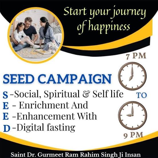 Saint Dr. Gurmeet Ram Rahim Singh Ji has told all this through SEED CAMPAIGN, under this campaign, lakhs of people keep distance from the phone from 7:00 to 9:00 pm every day and spend this time with their elder. 
#SEED
#SEEDCampaign 
#DigitalFasting