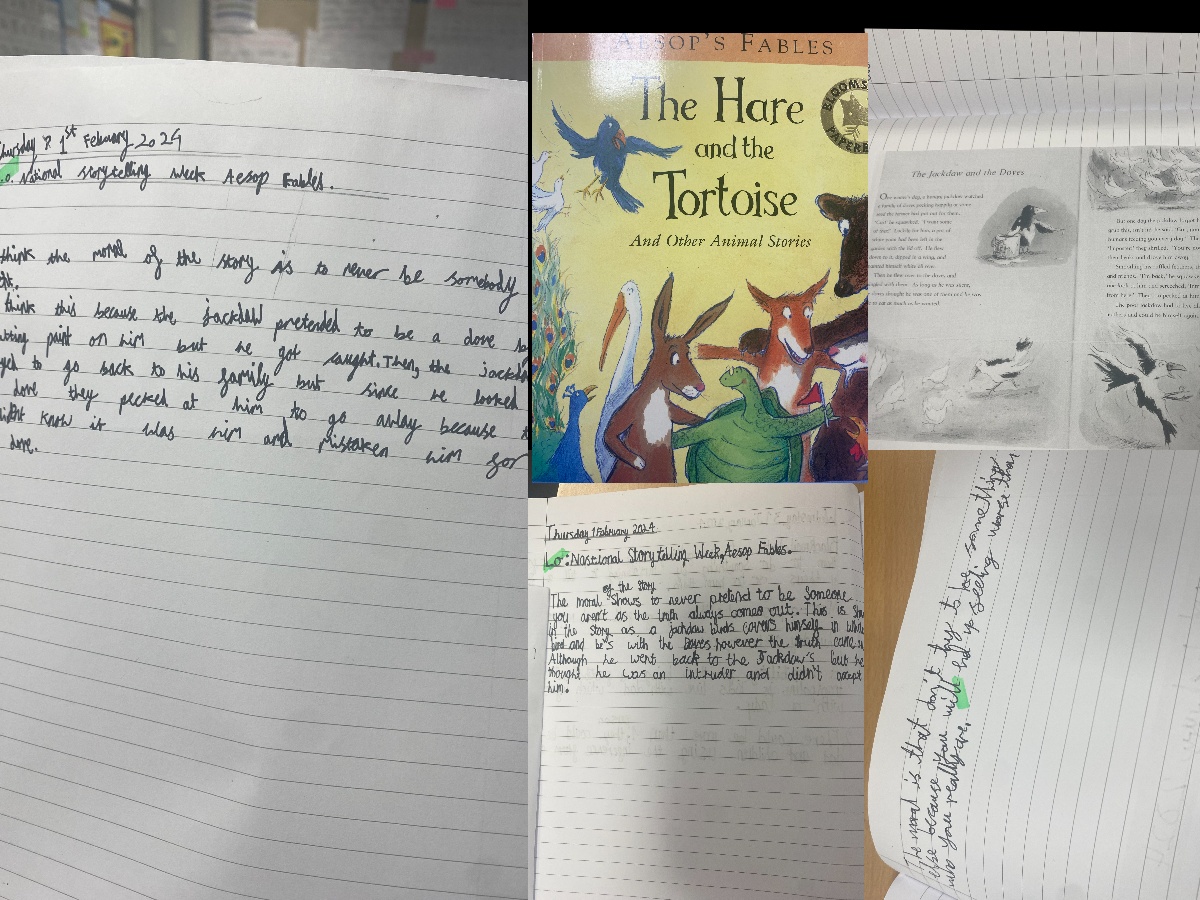 National Story telling week from Y5. Last week, we read lots of Aesop Fables and stories from other cultures. We looked at stories that had themes linked to honesty for our RE topic.