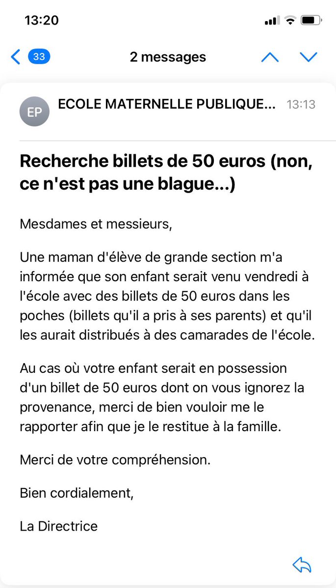 Quel parent n'a jamais reçu ce genre de mails de l'école ?