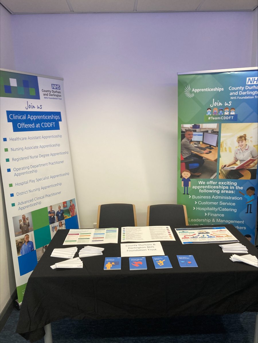 To celebrate #NationalApprenticeshipWeek Avril and Tracy are at the Healthcare Pathways event today at @sunderlanduni promoting the exciting #apprenticeship opportunities here at @CDDFTNHS #NAW2024 @wayneghall