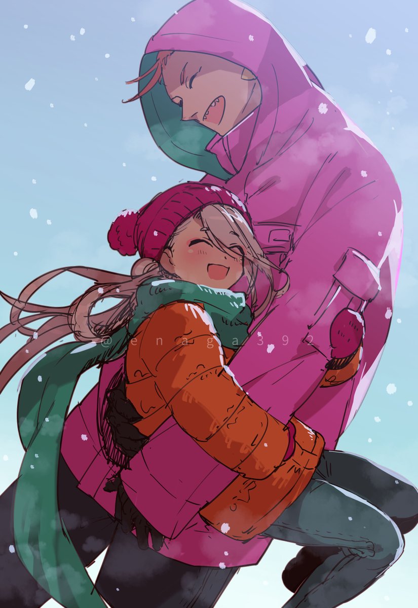 「午後から雪が弱まったので外で遊ぶ今剣と岩融 」|しまエナガ⛩️𝐄𝐧𝐚𝐠𝐚 𝐒𝐡𝐢𝐦𝐚のイラスト