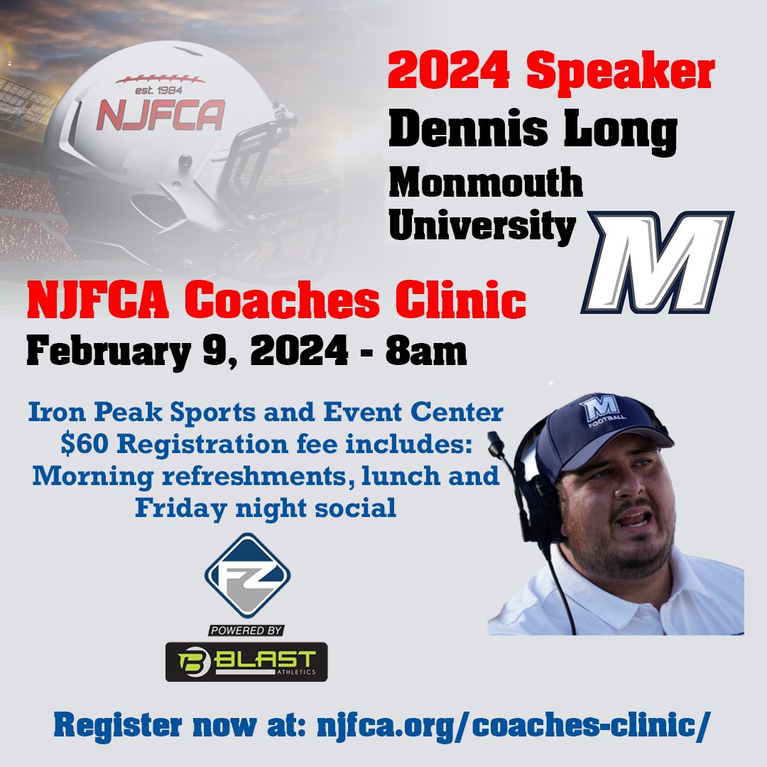 Come see @CoachDennisLong of @MUHawksFB on Feb 9th! Register now: njfca.org/coaches-clinic/