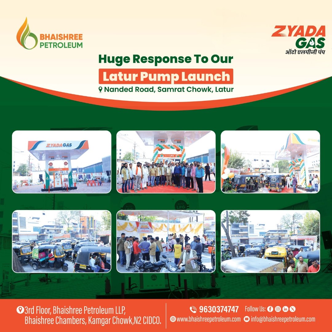 Huge Response to our new LPG pump🎉👐
📍 Nanded Road, Samrat Chowk, Latur

❤️Thank you all for being there and making the day memorable❣️
#newbeginnings #newautolpgstation 

Website:
🌐 bhaishreepetroleum.com

#zyadagaslatur
#zyadagasautolpg #bhaishreepetroleum #latur #mh24