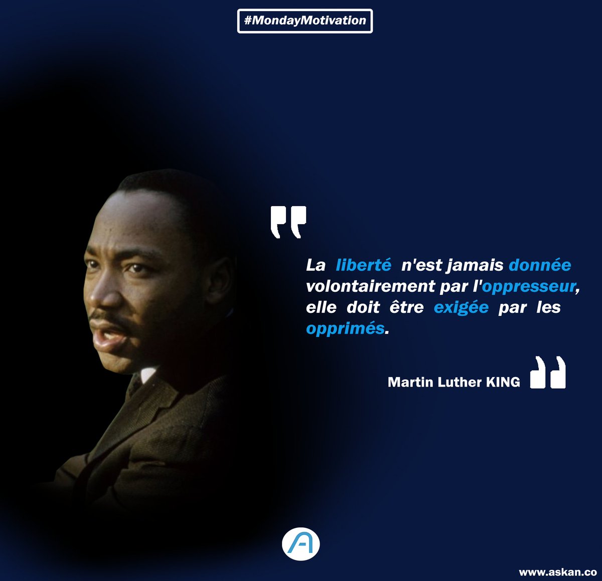 Bon lundi à tous ! Nous démarrons cette semaine avec une citation de Martin Luther King. 😉✊🏾 . #Entrepreneuriat #EntrepreneuriatAfricain #MartinLutherKing #MondayMotivation