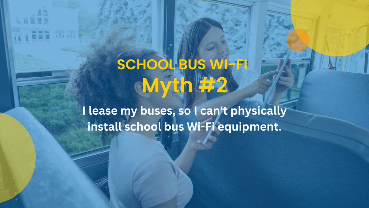 Kajeet's tweet photo. #SchoolBusWiFi Myth #2 Debunked 👉 With a range of portable and flexible installation options, we'll work with you to identify a solution that will work for your buses.
🔗 https://t.co/yjzsv6WYsw
#schoolbusWiFi #schoolbus #connectedbus #digitalequity #erate #funding https://t.co/RqQaaH5hQq