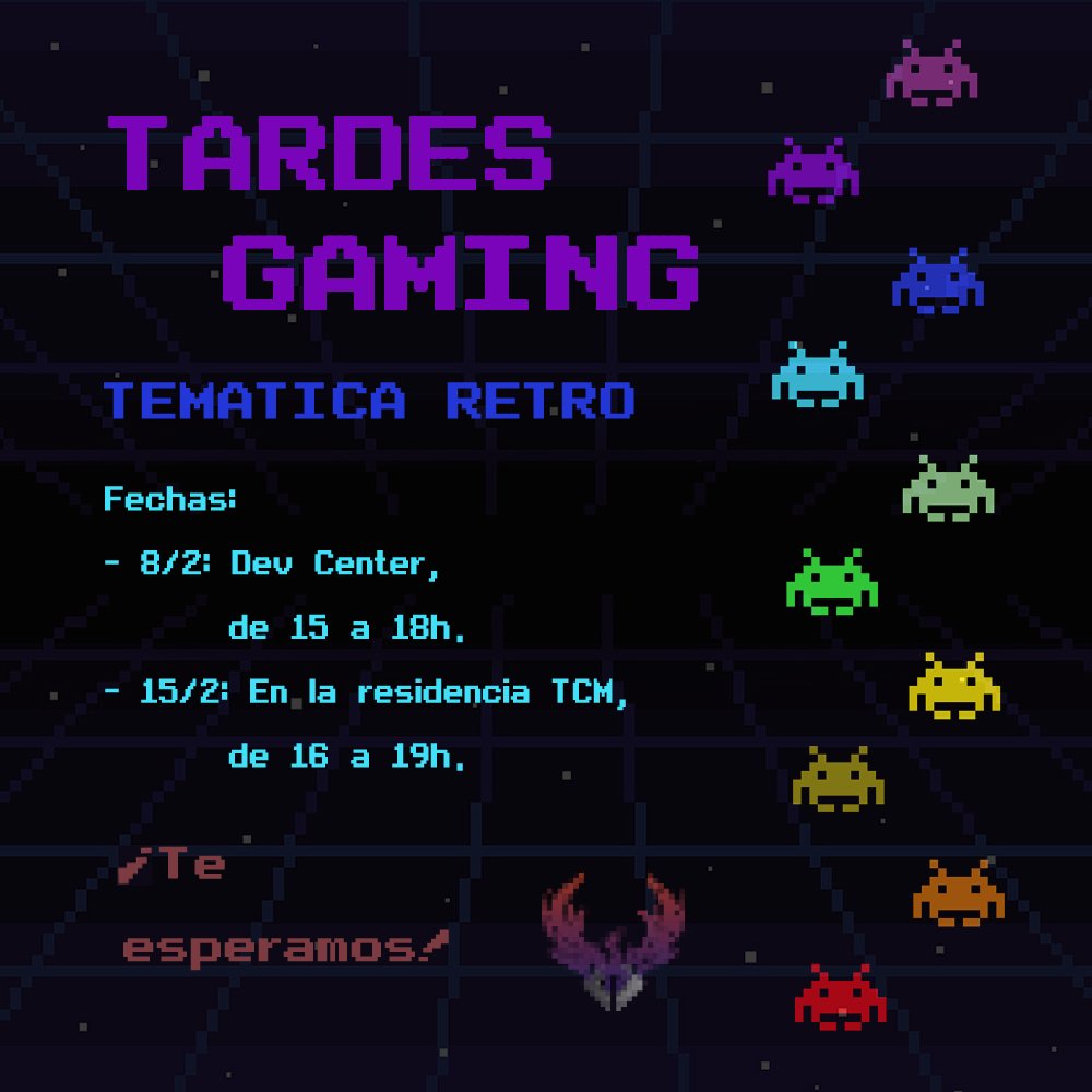 ¡Anunciamos que a partir de ahora podremos contar con tardes gaming en Phoenix eSports! Las dos primeras sesiones serán durante la primera mitad de febrero en la sala Dev Center y en la residencia del Tecnocampus, con una temática de juegos retro.
¡Te esperamos!