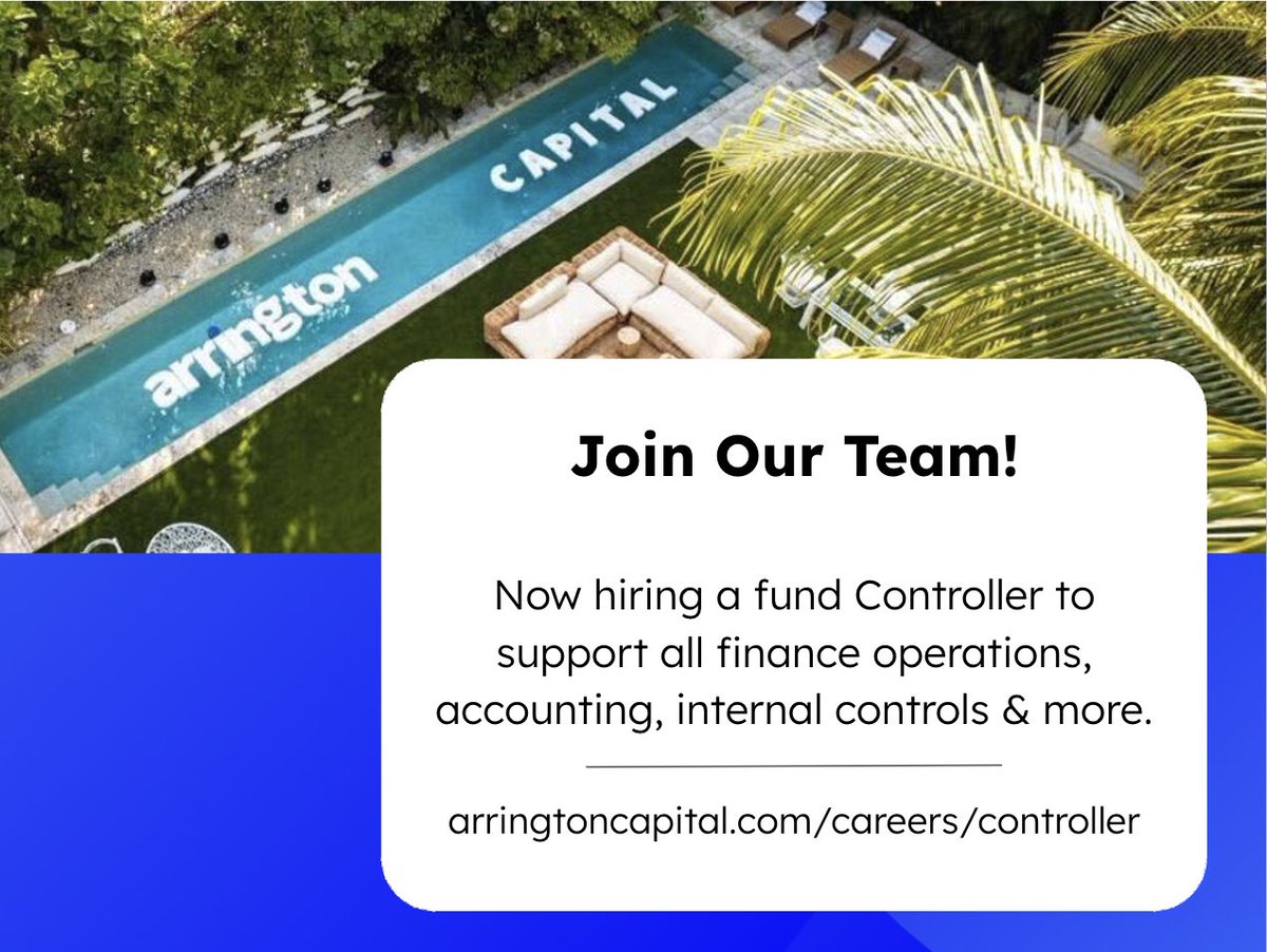 Looking for Fund Controller who wants join us at @Arrington_Cap!