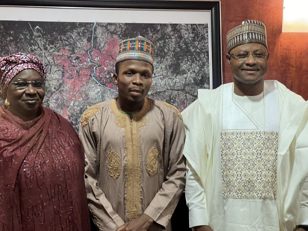 Kaduna State Governor, Senator <a href="/ubasanius/">Senator Uba Sani</a> and his Deputy, Dr Hadiza today, host Abuhurairah Mahadi, ABU Zaria's best-graduating student with a CGPA of 4.45