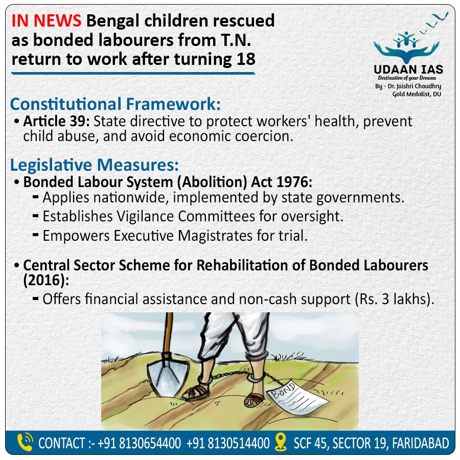 udaan_ias's tweet photo. Bengal children rescued as bonded labourers from T.N. return to work after turning 18 #ias #ips #upsc #hcs #HAS #HPSC #HPPSC #CSIR #SO #ASO #UPPSC https://t.co/2mQNVVrERC