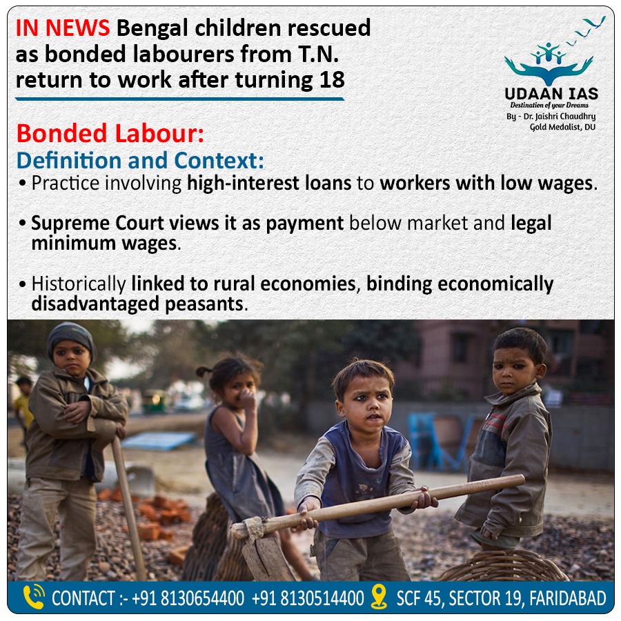 udaan_ias's tweet photo. Bengal children rescued as bonded labourers from T.N. return to work after turning 18 #ias #ips #upsc #hcs #HAS #HPSC #HPPSC #CSIR #SO #ASO #UPPSC https://t.co/2mQNVVrERC