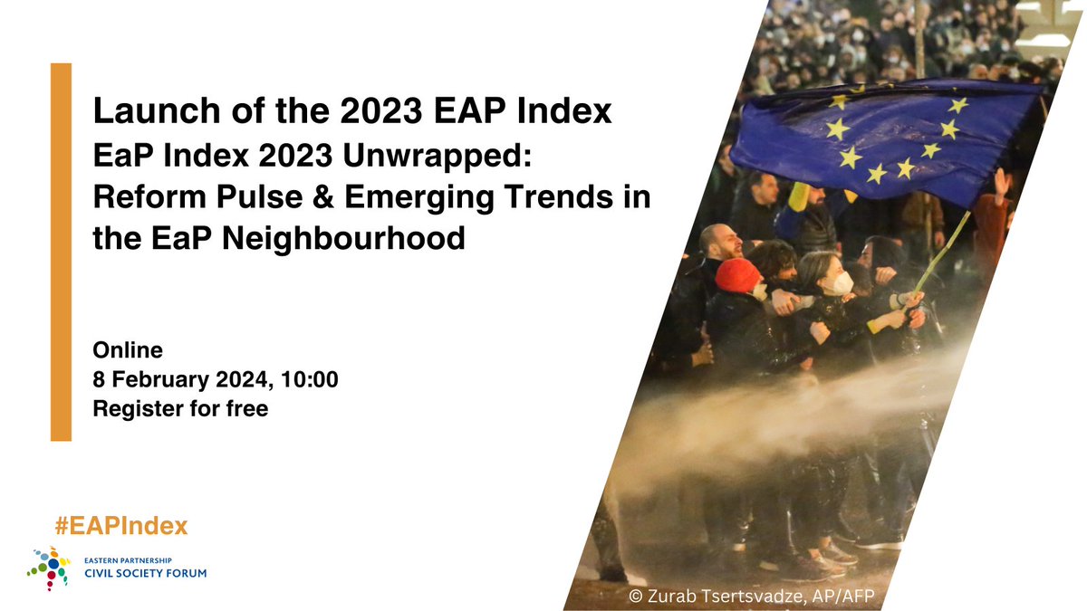 eapcsf's tweet photo. 📢Last day to register for the online launch event of the #EaPIndex
📅 8 February
🕙 10:00
Join and discuss #EaPIndex's scores, its main finings & policy recommendations. Register here👇👇
https://t.co/DU4x8nIYV2 https://t.co/IjbQbcI6ME