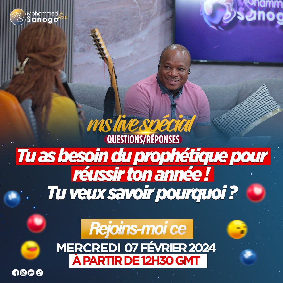 MohammedSanogo's tweet photo. Nous continuons nos questions réponses sur le ministère prophétique pour explorer comment l'utiliser et réussir pleinement cette année Alors, connectons-nous tous ce mercredi 07 fev à 12h30 gmt en direct sur mes pages. Invite tes proches à suivre avec toi. #MohammedSanogo #MSLive https://t.co/16JMSRaNdw
