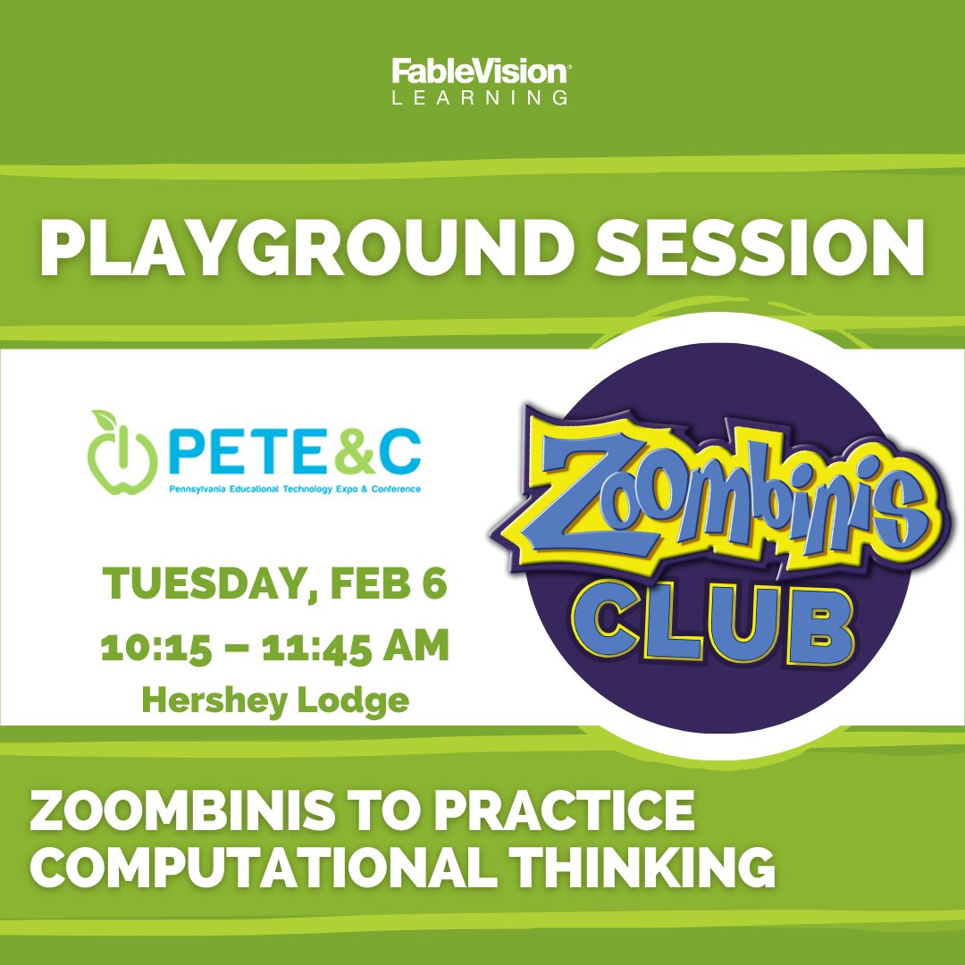 FableLearn's tweet image. Calling all Pennsylvania educators! Join the FableVision/Reynolds Center team at PETE&amp;amp;C. We have FOUR amazing, Fab-tastic, STEAM-powered ways to #CreateBravely! Eager to connect the dots! #petec