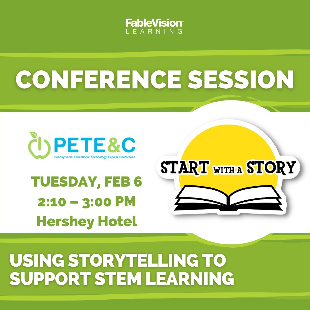 FableLearn's tweet image. Calling all Pennsylvania educators! Join the FableVision/Reynolds Center team at PETE&amp;amp;C. We have FOUR amazing, Fab-tastic, STEAM-powered ways to #CreateBravely! Eager to connect the dots! #petec