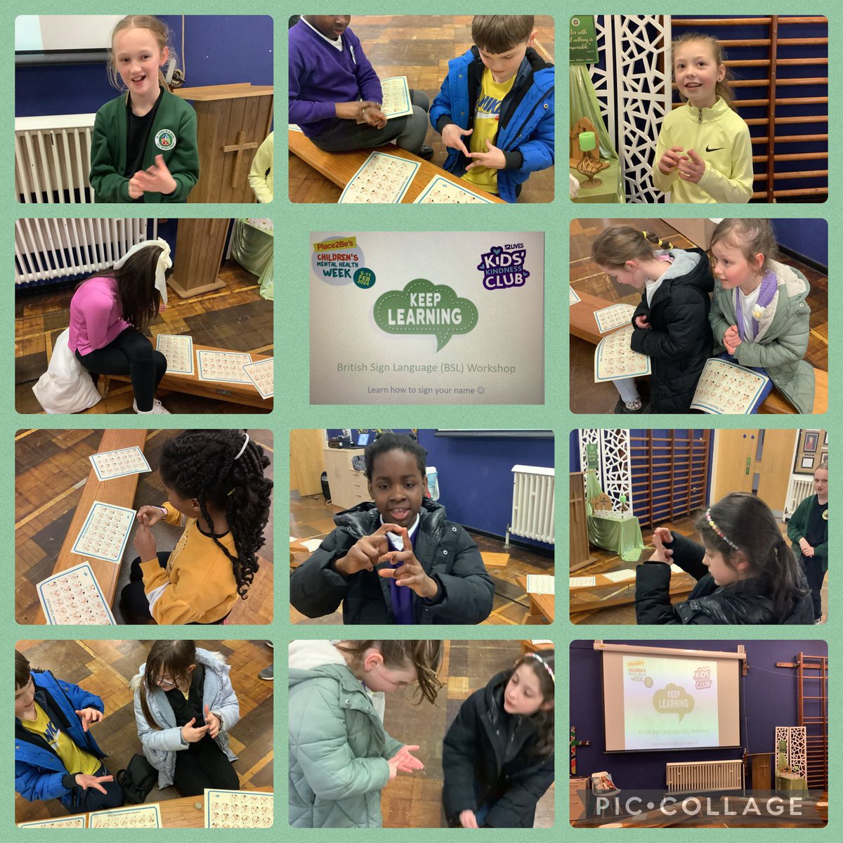 Our Kindness Club members kick-started #ChildrensMentalHealthWeek by helping their friends to learn something new this lunch time. They ran a workshop teaching each other how to sign their name using British Sign Language. @sjsbmh @Place2Be @myHappymind_ #sjsbSMSC #sjsbPSHE